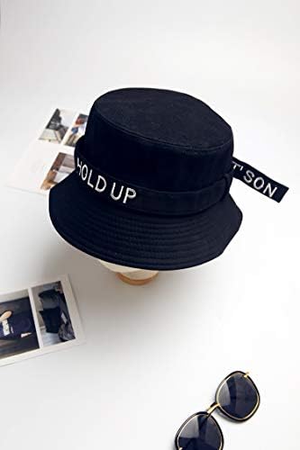 unique women gift embroidery summer bucket hats women girls evil personalized letters hat cap embroidered words not wash basin cap student outdoor lovers cap visor championship (holdup buckle black ir