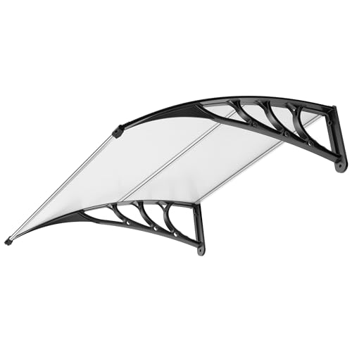 VIVOHOME House Door Canopy 100 x 100 cm with Aluminium and Polycarbonate Frame for Door, Transparent Canopy for Sun Protection and Rain Protection