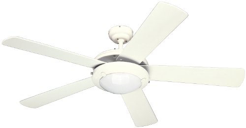 Westinghouse  7801720 Comet Two-Light 52-Inch Reversible Five-Blade Indoor Ceiling Fan, White with Frosted Glass