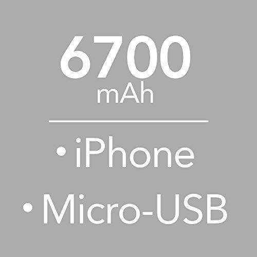 myCharge Portable Charger Power Bank - HubPlus 6700 mAh External Battery Pack | Wall Charger Foldable Plug | Built in Cables (Apple iPhone Charger Lightning Cable and Android Samsung Micro USB Cable