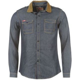 Lee Cooper Cord Denim Shirt Mens Mid Wash Small: Amazon.co.uk: Clothing
