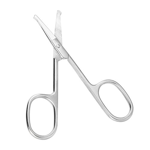 Nose Hair Scissors Set for women and men - Grooming Scissors for Personal Care Facial Hair Removal - Hair scissors for Brow, Ear, Moustache, Beard, Eyelashes - 2 Pcs - by NIPOO