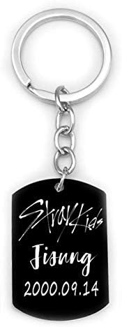 YuzhouGJ KPOP Stray Kids Straykids Keychain Titanium Steel Key Ring Key Holder Key Lanyard Hot Gift for Straykids Fan(None Style 1)