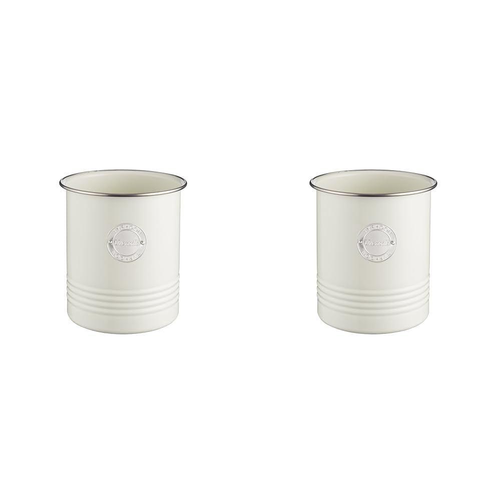 Typhoon Utensil Pot, 15cm (Pack of 2), Cream, Coated Steel