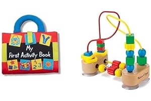Melissa & Doug Baby Learning Bundle - My First Activity 8-Page Soft Book with Puppet and First Bead Maze with 18 Beads for Babies and Toddlers