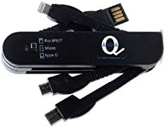 Q Galaxy 3 in 1 Swiss Army Knife USB Charger Cable Black for Android Micro USB,iOS and USB-C (Black)