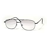 Square Aviator Bifocal Reading Sunglasses Tinted Metal Black Silver