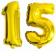 Helium Gold Number Balloon 40" High Quality Class Elegant Design (Set of 2) (15)