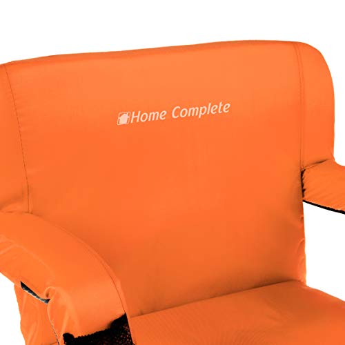 Home-Complete Stadium Seat Chair- Wide Bleacher Cushion With Padded Back Support, Armrests, 6 Reclining Positions And Portable Carry Straps