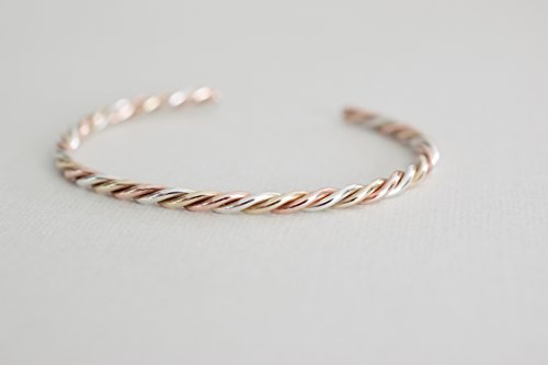 Mixed Metals Bracelet - Sterling Copper Brass Twisted Cuff