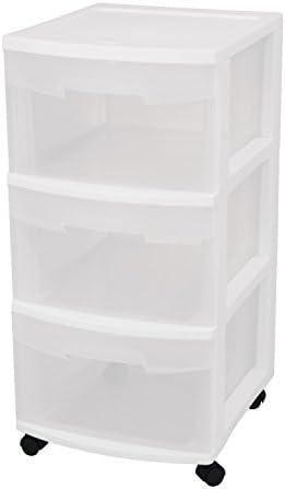 Amazon Com Sterilite 28308002 3 Drawer Cart White Frame With
