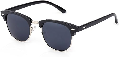 Clubmaster Designer Black Mirrored Semi Rimless Round Mirror Sunglasses For Women