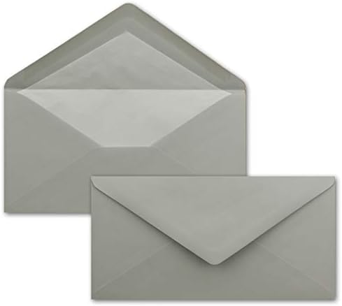 50 x DIN Long Envelopes – Colourful with White Silk Lining – Light Grey – 11 x 22 cm – 80 g/m² – Ideal for Invitations, Christmas Cards, Greetings Cards from the Colourful Series