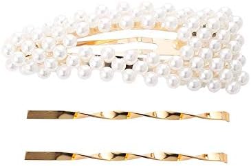 JIUZHOU Women's Cute Girls Pearl Hair Clip Set Hair Accessories Hairpin