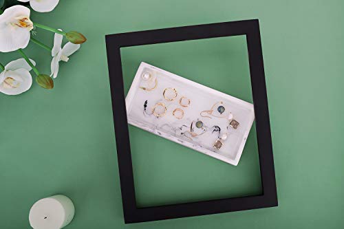 Emibele Jewelry Organizer Resin Tray, Bathroom Kitchen Dresser Vanity Tray Jewelry Dish Ring Holder Cosmetic Organizer for Candle Perfume Soap Shampoo Small Plant Home Decor, Mini Size - Marble White - Thumbnail 4
