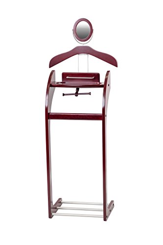 ClosetMate Executive Clothes Valet Stand - Beautiful Solid Hardwood Valet Clothing Hanging System with Mirror, Rack for Shoes, Tray for Cell phone and Keys, Great Gift