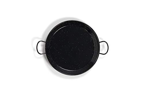 Vaello Campos Enamelled Steel Paella Pan, 42 cm, 42cm=16.53'', Black
