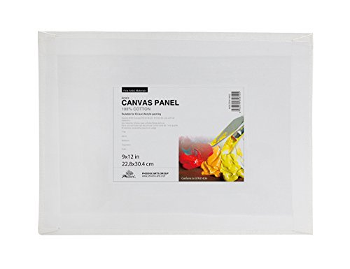 Phoenix 9x12 Inch Painting Canvas Panel Boards 12 Pack of Super Value Pack 1/7 Inch Deep for Professional Artist, Student & Kid