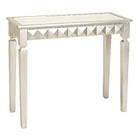 Decmode Modern Art Deco Wood and Mirror Console Table, White