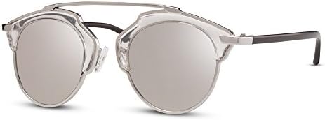 Cheapass Sunglasses Transparent Round Glasses Silver Mirrored Lenses Modern Designer Inspired 400UV Womens
