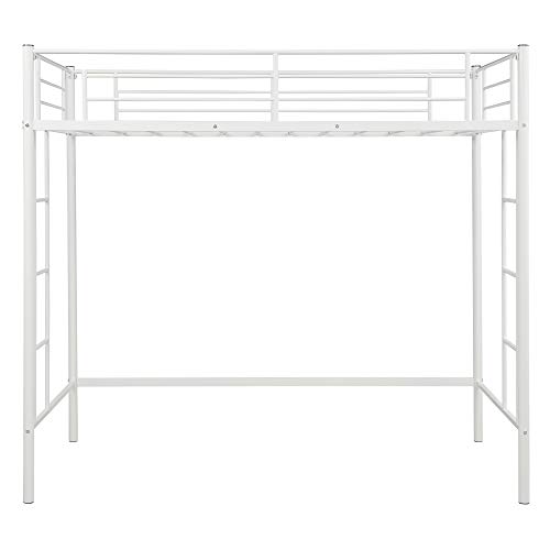 Twin Loft Bed Frame with 2 Ladders, High Metal Loft Bed for Kids, 220