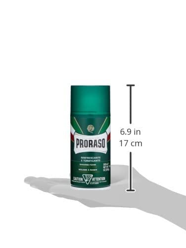 PRORASO SHAVING FOAM, REFRESHING AND TONING, 10.3 OZ