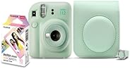 Kit Câmera Instax Mini 12 com pack 10 fotos Macaron e Bolsa Verde Menta