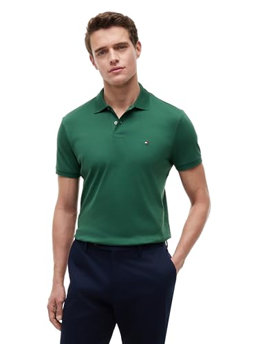 Tommy Hilfiger Men's Liquid Cotton Regular Short Sleeve Polo, Street Green X-Large at Amazon