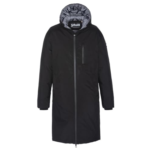 Schott NYC Unisex Fargo Lange Daunenjacke mit Reißverschluss, Schwarz, XX-Large