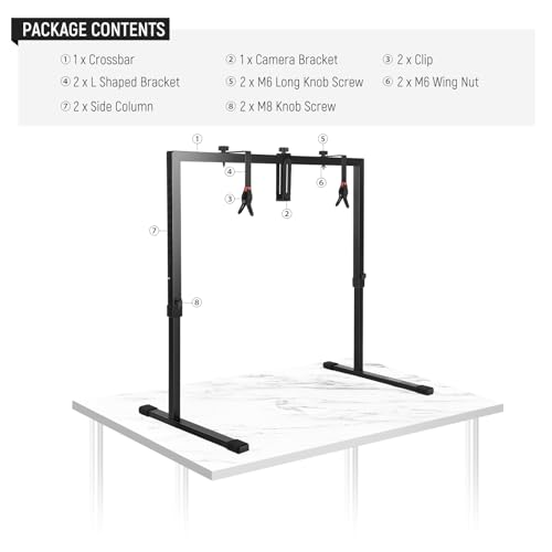 NEEWER Overhead Camera Mount Rig Soporte Cámara Cenital, Plataforma Montaje de Múltiple Dispositivo de Mesa de Acero Resistente Profesional con Abrazaderas Fondo, para Escritorio≥3,3'/1m Largo, ST100