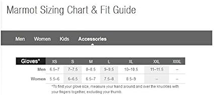 Marmot glove size chart Clearance