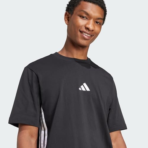 Uomo Essential Three Stripes Single Jersey Shirt, Black/White, M