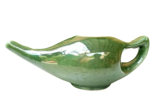 Ancient Impex Ceramic Neti Pot with 5 Sachets Neti Salt (Green Crackle) | Natural Sinus Cleanser for Nasal Congestion, Allergy & Cold Relief | Eco-Friendly & Durable Design