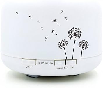 Sexy Diary Flower Pattern Essential Oil Aroma Diffuser Warm Night Light Ultrasonic Cool Mist Humidifier with 4 Timer Settings and Waterless Auto Shut-off for Office Home Bedroom Yoga 500ml