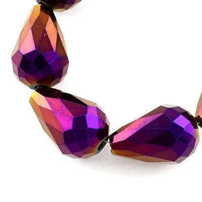 20 Czech Crystal Beads Glass Beads 6 mm x 4 mm Teardrop Shape Metallic Fire-Polished Jewellery Beads Crystal Cut Beads Glass Beads Choice of Colours (Fuchsia)