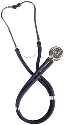 MABIS LEGACY Series Sprague Rappaport Dual Head Stethoscope with 5 Interchangeable Chestpieces, 3 Bells and 2 Diaphragms, For Professional or Home use, Navy, 30 inch