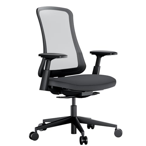 ProtoArc Ergonomic Desk Chair High Back Nylon Mesh, Incline Weight-Adaptive, Breathable Seat, Adjustable Arms, Tilt Lock (Flexer – Black)