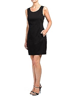 Rikae Sleeveless Stretch Cotton Sheath Dress, Black
