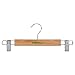 Ollieroo 10PK High Grade Solid Gugertree Wooden Pants Skirt Hangers Wood Trouser Slacks Hangers with Polished Chrome Hook and Adjustable Chrome Clips