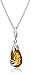 Sterling Silver Amber Stud Earrings and Chain Pendant Necklace Jewelry Set, 18