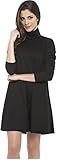 Women's Basic Tunic Casual Short Dress, Long Sleeves, Turtle Neck