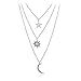 Jane Stone Fashion Jewelry Fancy Multi-Layer Galaxy Pave Moon Star Sun Pendants Chain Necklace for Girls(Fn1600)
