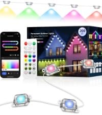Photo 1 of lemonlovely Permanent Outdoor Lights Pro, 200ft with 100 LED Smart IC+RGBCW Christmas Halloween Eaves Lights for House Daily and Holiday Decor, IP67 Waterproof, with APP & Remote Control