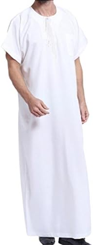 Freely Men Round Neck Solid-Colored Middle East Short-Sleeve Muslim White S