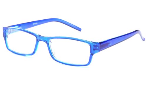 IG Unisex Full Translucent Beautiful Colors Spring Temple Fashion Clear Lens Glasses in Blue