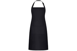 Chef Apron, Waterproof Apron, Adjustable Apron for Men Women, Black Apron with 2 Pocket for Cooking Baking (1 Pack)
