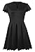 Sidefeel Women Sweet Scallop Pleated A-line Dress Small Black