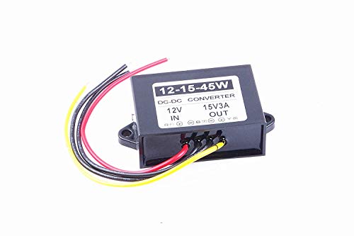 KNACRO DC-DC Converter DC 12V (9-14V) Step Up to 15V/3A 15V 3A 45W Power Supply (in DC 9-14V, Out 15V 3A)