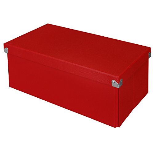 Pop n' Store Decorative Storage Box with Lid - Collapsible and Stackable -  Essential DVD Storage Box - Red - Interior Size (14.625"x7.5"x5.75")
