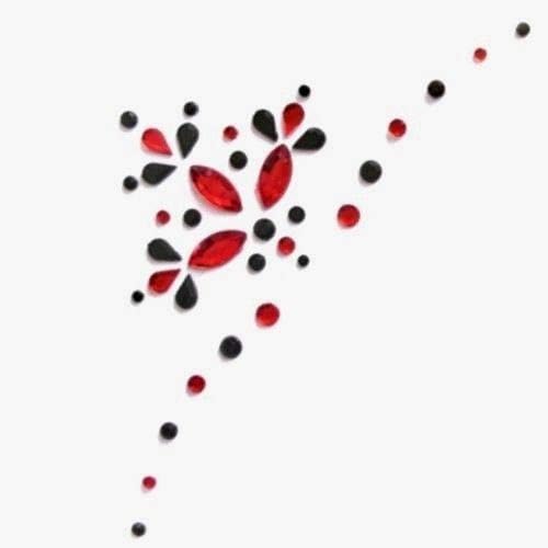 Geo Body Art 3 x Piece Temporary Tattoo in Red & Black (D5)